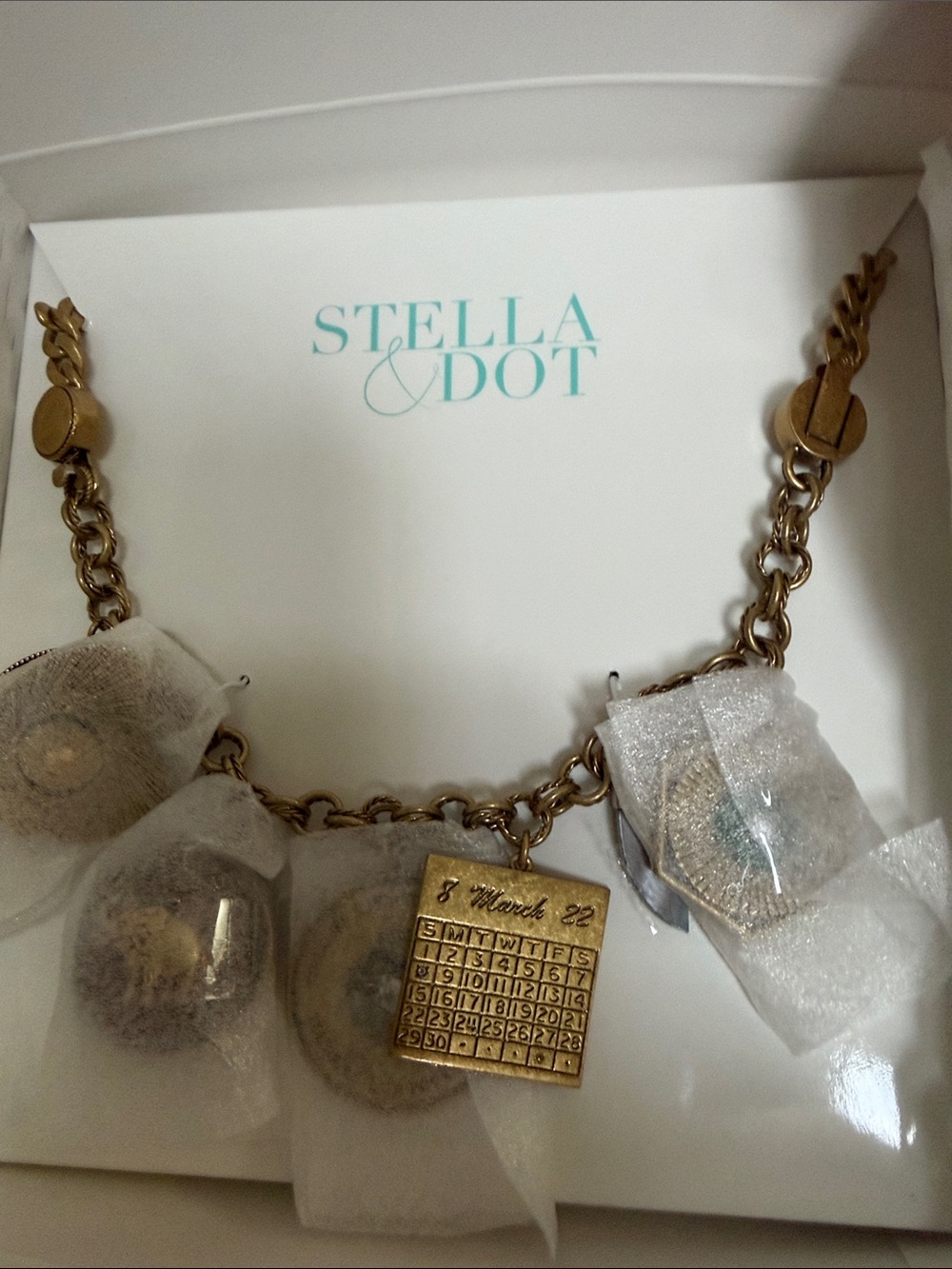 Stella & Dot Gold-Tone Statement Charm Necklace with Green Accent - Picture 2 of 9